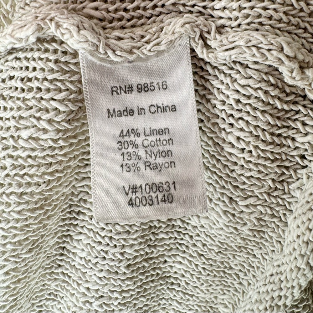 Coldwater Creek Linen & Cotton Cream Loose Knit Long Cardigan SMALL - Picture 10 of 11